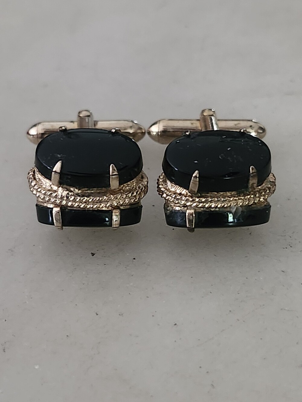 MCM Gold-Tone Black Stone Cufflinks - Classic Men’s Accessory